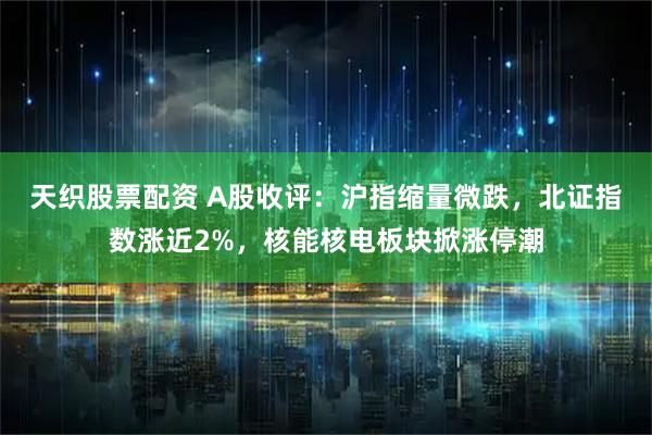 天织股票配资 A股收评：沪指缩量微跌，北证指数涨近2%，核能核电板块掀涨停潮